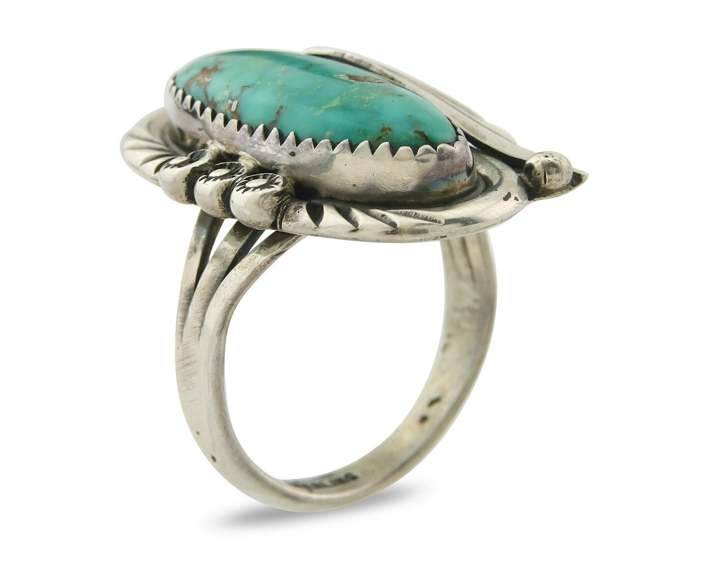 Traditional Navajo Ring Sterling Silver Authentic Turquoise Handmade Size 9.0