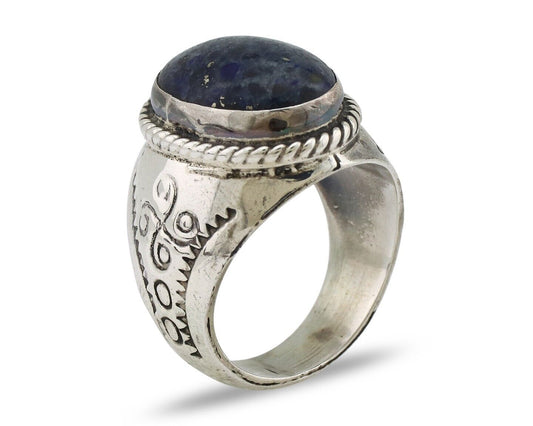 Navajo Ring 925 Silver Natural Blue Lapis Lazuli Native American Artist C.80's
