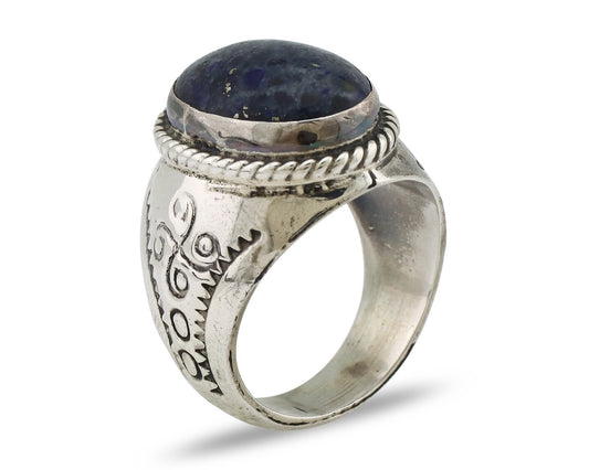 Navajo Ring 925 Silver Natural Blue Lapis Lazuli Native American Artist C.80's