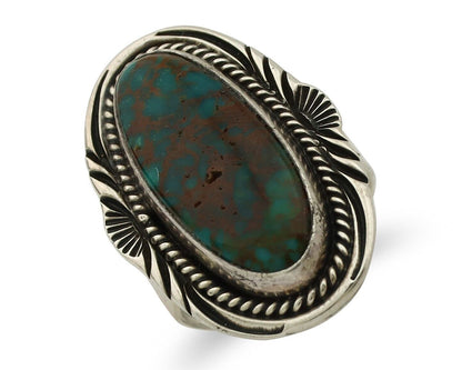 Navajo Ring 925 Silver Natural Turquoise Artist Signed M Begay C.80's