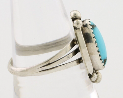 Navajo Ring 925 Silver Sleeping Beauty Turquoise Artist Signed SC C.80's