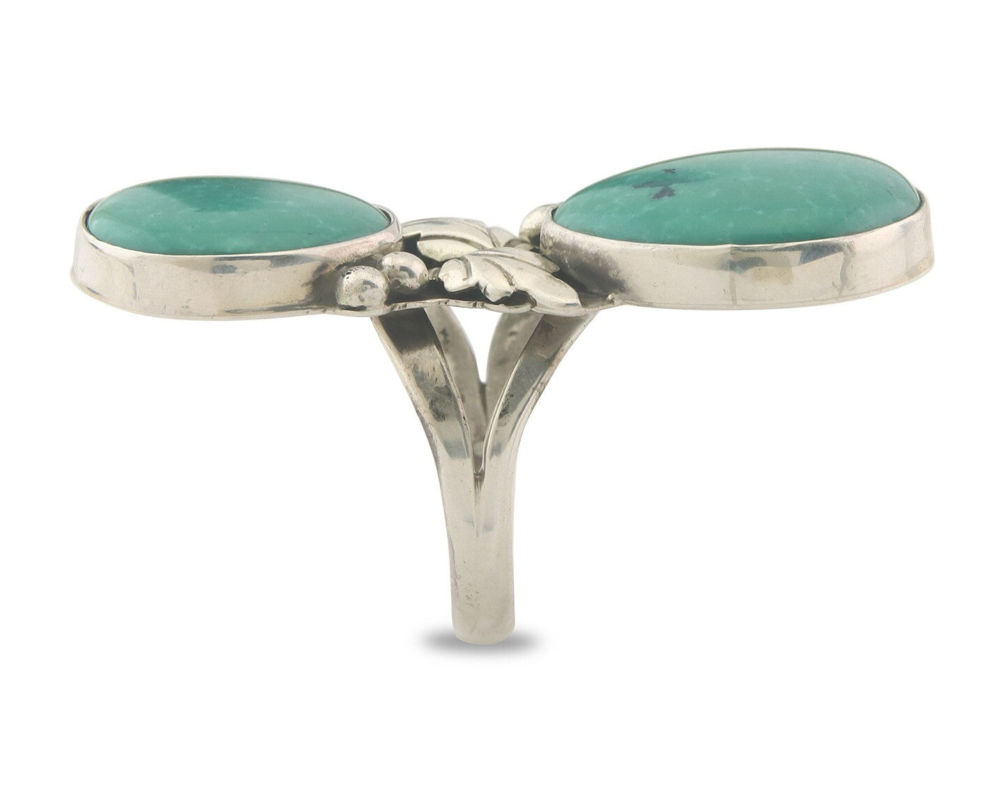 Vintage Navajo Ring 925 Sterling Authentic Turquoise Signed LB Size 7.75