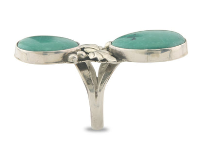 Vintage Navajo Ring 925 Sterling Authentic Turquoise Signed LB Size 7.75
