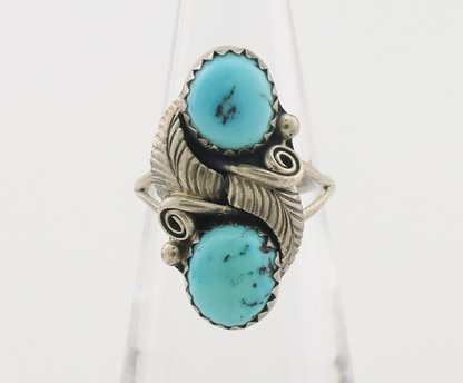 Navajo Ring 925 Silver Natural Blue Turquoise Native American Artist C.80's