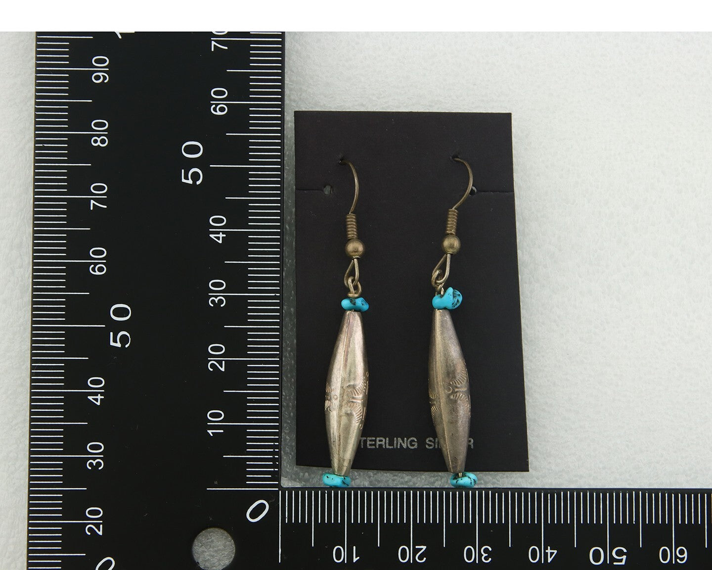 Navajo Earrings 925 Silver Natural Turquoise Native American Artist C.80's