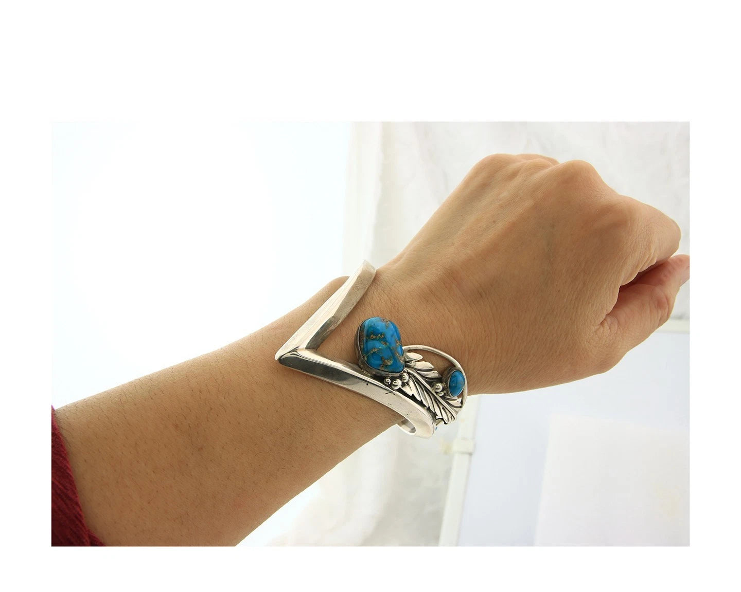 Navajo Cuff Bracelet Sterling Silver Vintage Turquoise Handmade Signed D Zachary