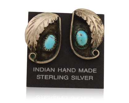 Navajo Earrings 925 Silver Natural Turquoise Native American Artist C.80's