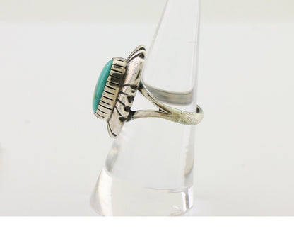 Navajo Ring 925 Silver Kingman Turquoise Signed M Montoya Size 7.0 C.80's