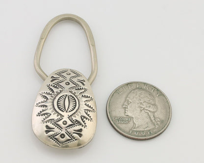 Navajo Hand Stamped Key Chain .925 Silver Handmade Native American Artist C.80's