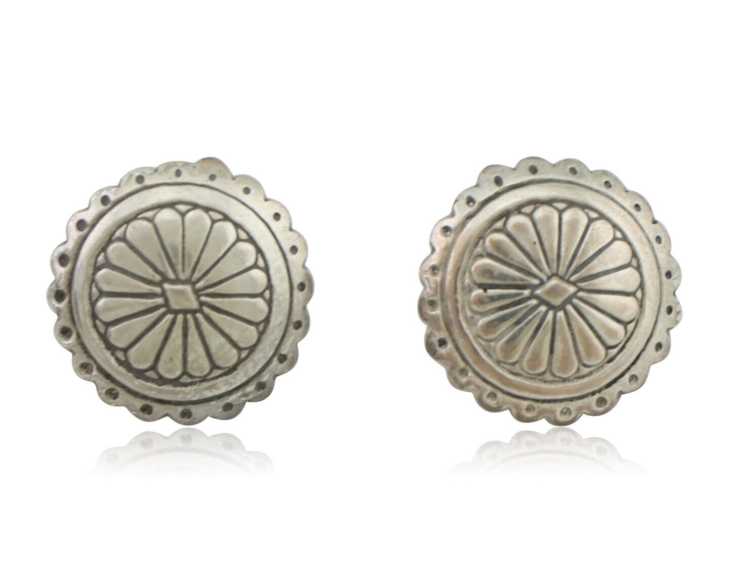 Navajo Small Shield Earrings 925 Silver Native American Artist C.80's