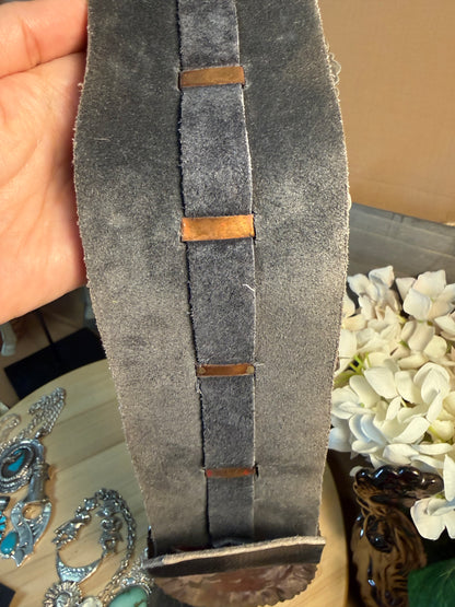 HUGE STATEMENT ZUNI Southwestern Blue Turquoise Sterling Silver Handmade Concho Belt Signed Jack Weekoty