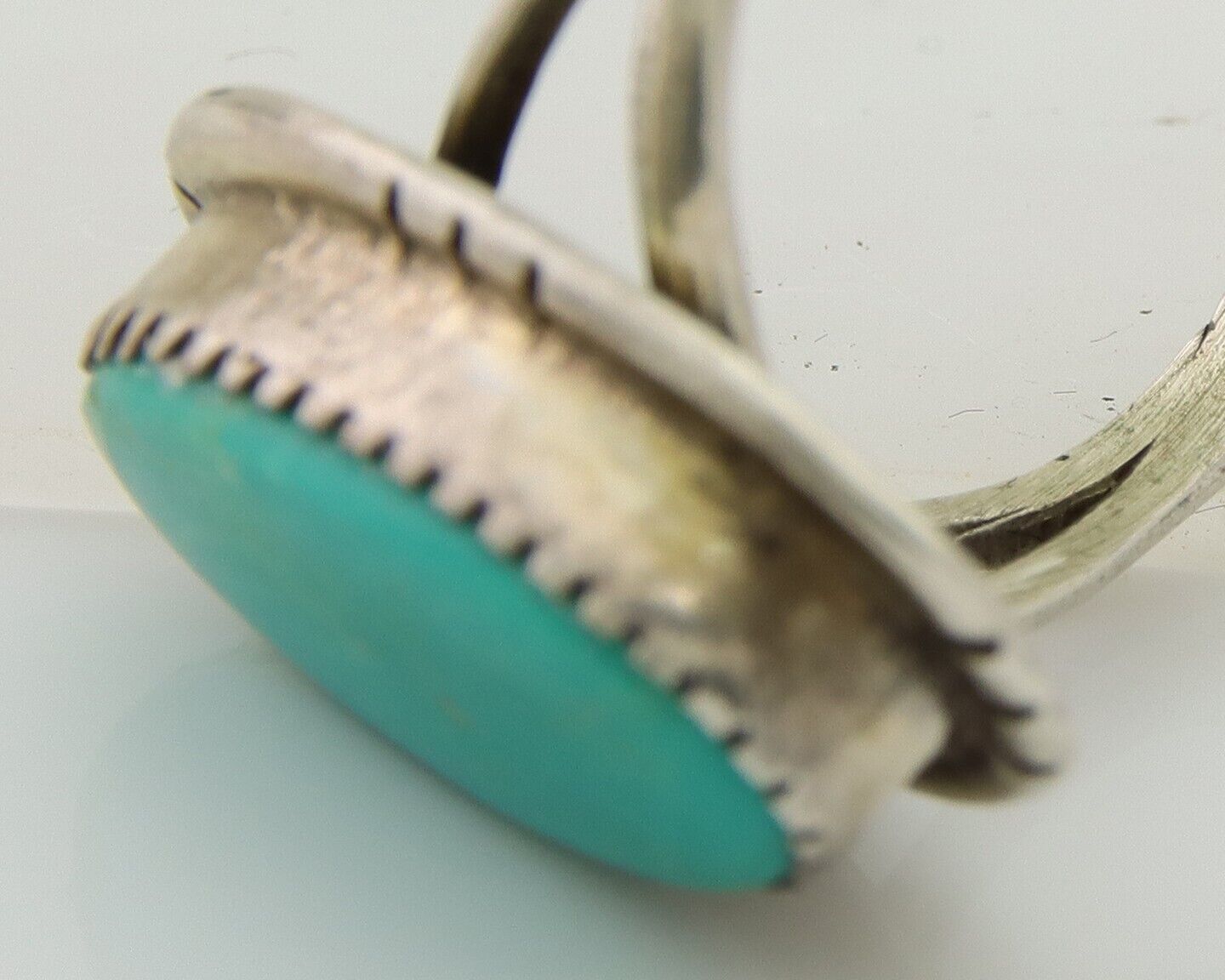 Navajo Ring 925 Sterling Silver Turquoise Native American Artist C.80's