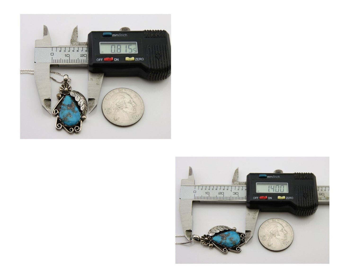 Navajo Necklace 925 Silver Natural Turquoise Native Artist C.80's