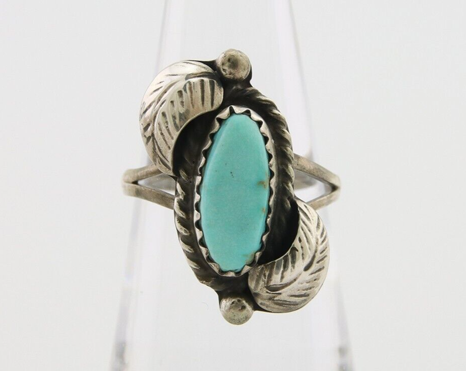 Navajo Ring 925 Silver Natural Blue Turquoise Native American Artist C.80's