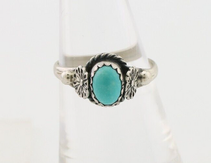 Navajo Ring 925 Silver Kingman Turquoise Native American Artist Made In 1985