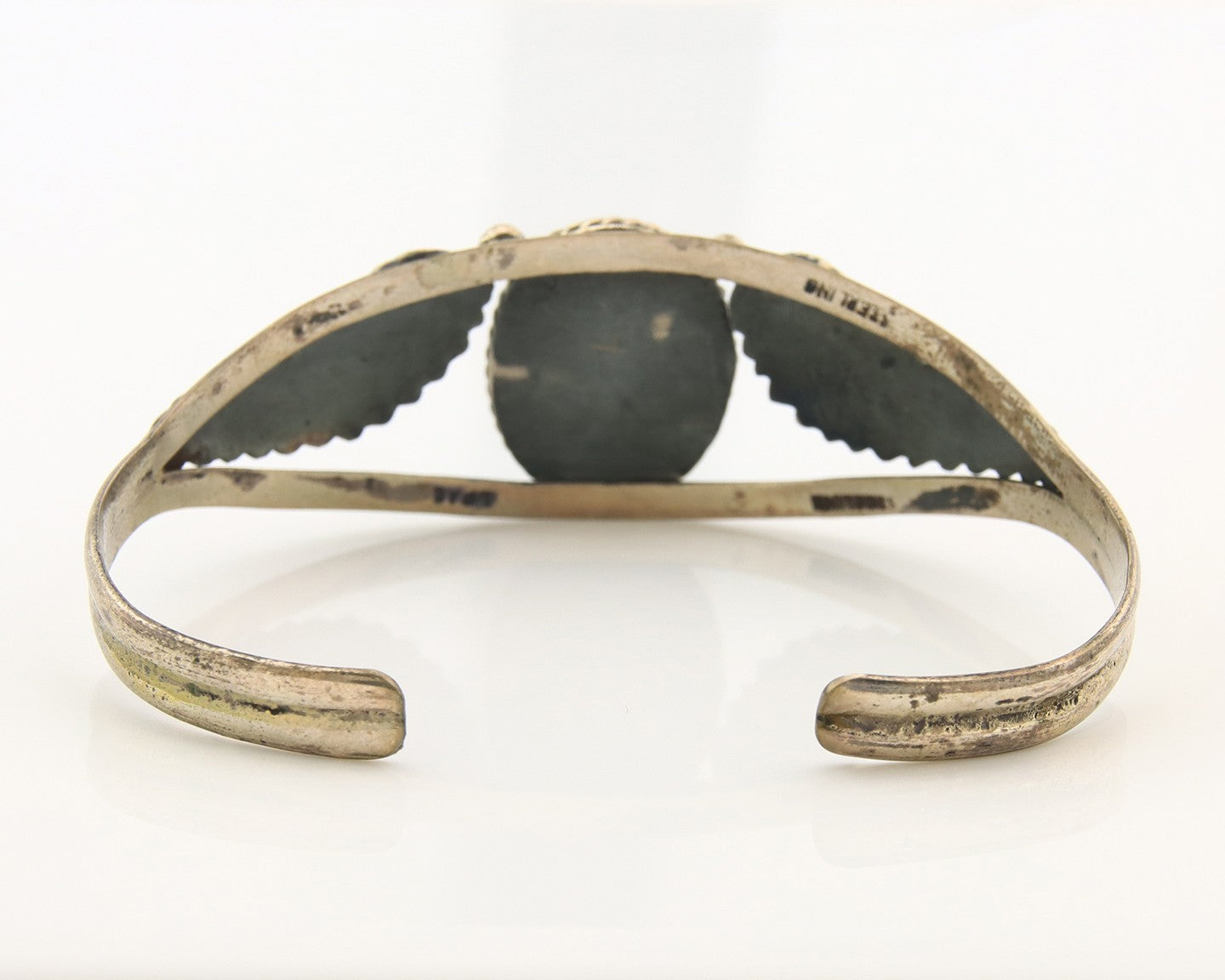 Vintage Navajo Bangle Bracelet Sterling Silver Handmade Turquoise Signed