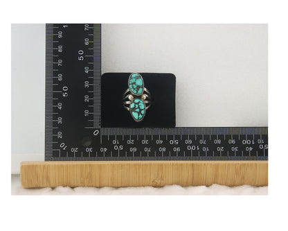 Vintage Navajo Ring 925 Sterling Authentic Damele Turquoise Signed M Size 7.0