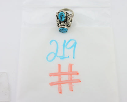 Navajo Handmade Ring 925 Silver Sleeping B Turquoise Artist Signed IHMJ C.80's