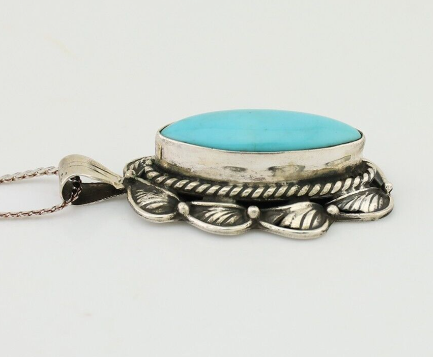 Navajo Necklace Pendant 925 Silver Turquoise Signed M C.80's