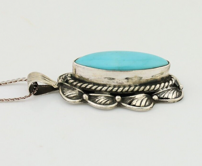 Navajo Necklace Pendant 925 Silver Turquoise Signed M C.80's