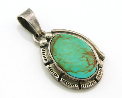 Navajo Pendant 925 Sterling Silver Natural Turquoise Vintage Artist Signed Gecko
