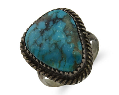 Navajo Ring 925 Silver Kingman Turquoise Native American Artist C.80's