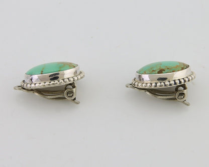 Navajo Stud Earrings 925 Silver Natural Turquoise Artist Signed M C.80's