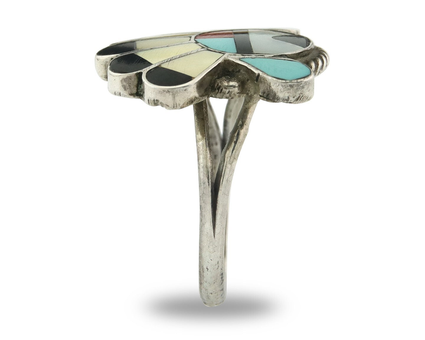 Vintage Zuni Ring 925 Sterling Silver Natural Gemstone Size 7.0