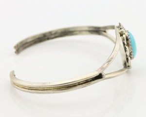 Navajo Handmade Bracelet 925 Silver Natural Blue Turquoise Native American C80s