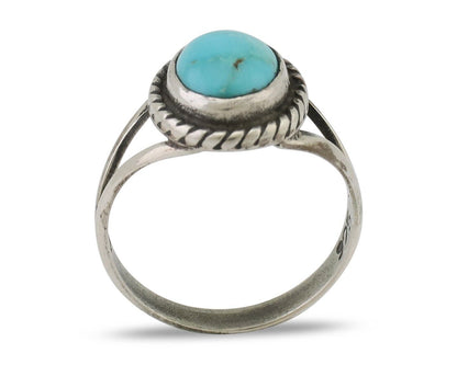 Navajo Ring 925 Silver Kingman Turquoise Native American Artist C.80's