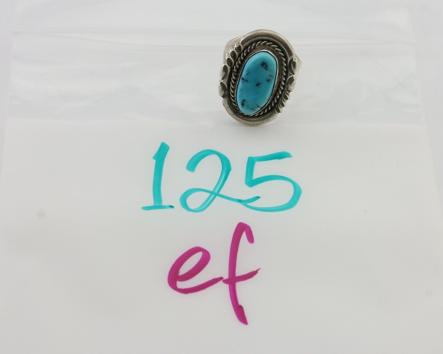 Navajo Turquoise Ring 925 Silver Handmade Native American Artist C.80's