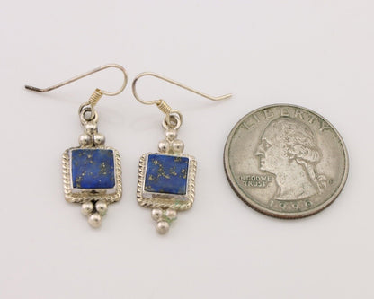 Navajo Earrings 925 Silver Natural Mined Lapis Native American Artist C.80's