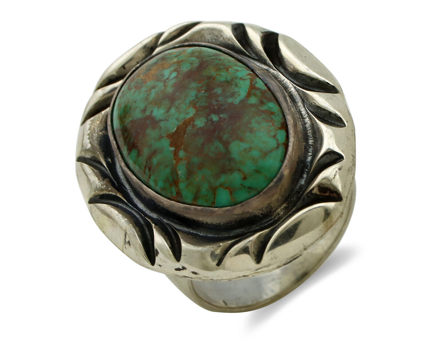 Navajo Ring 925 Silver Spiderweb Bisbee Turquoise Signed C Montoya C.80's
