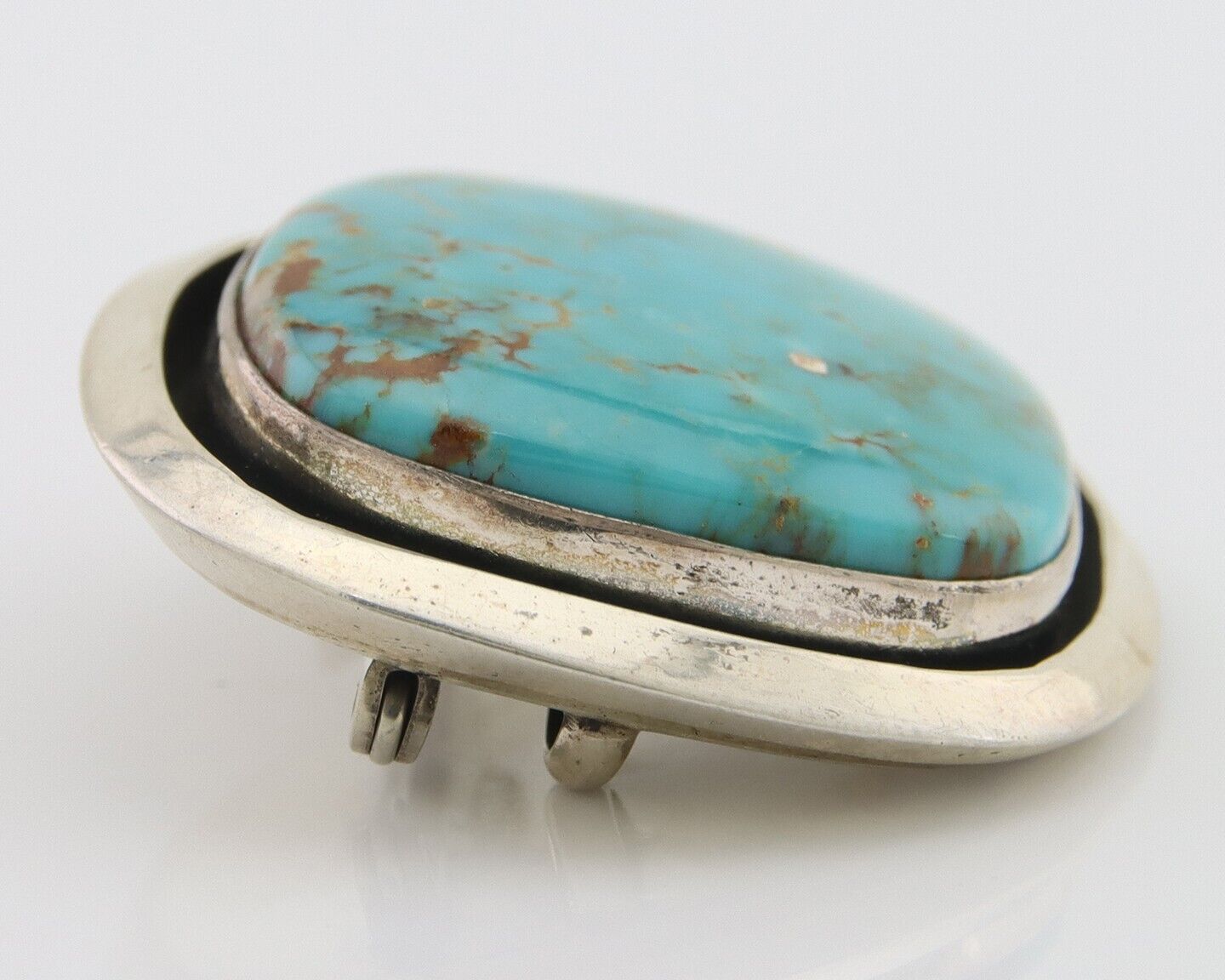 Navajo Pin Pendant 925 Silver Globe Turquoise Artist Signed Doug Zachary C.80's