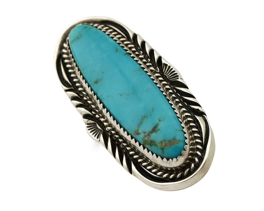 Navajo Ring 925 Silver Natural Mined Turquoise Artist Signed Mike Begay C.80's