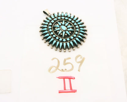 Navajo 925 Silver Pendant Petite Point Turquoise Handmade Signed B Yazzie C.80's