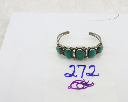 Men Navajo Cuff Bracelet Sterling Silver Turquoise Vintage Signed C Montoya