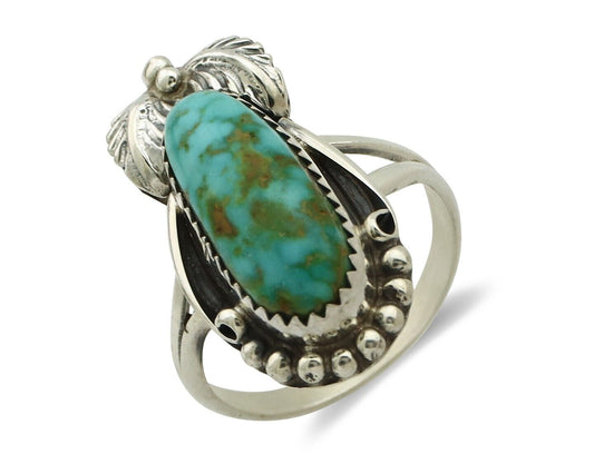 Navajo Ring .925 Silver Natural Mined Royston Turquoise Artist Signed SN C.80's