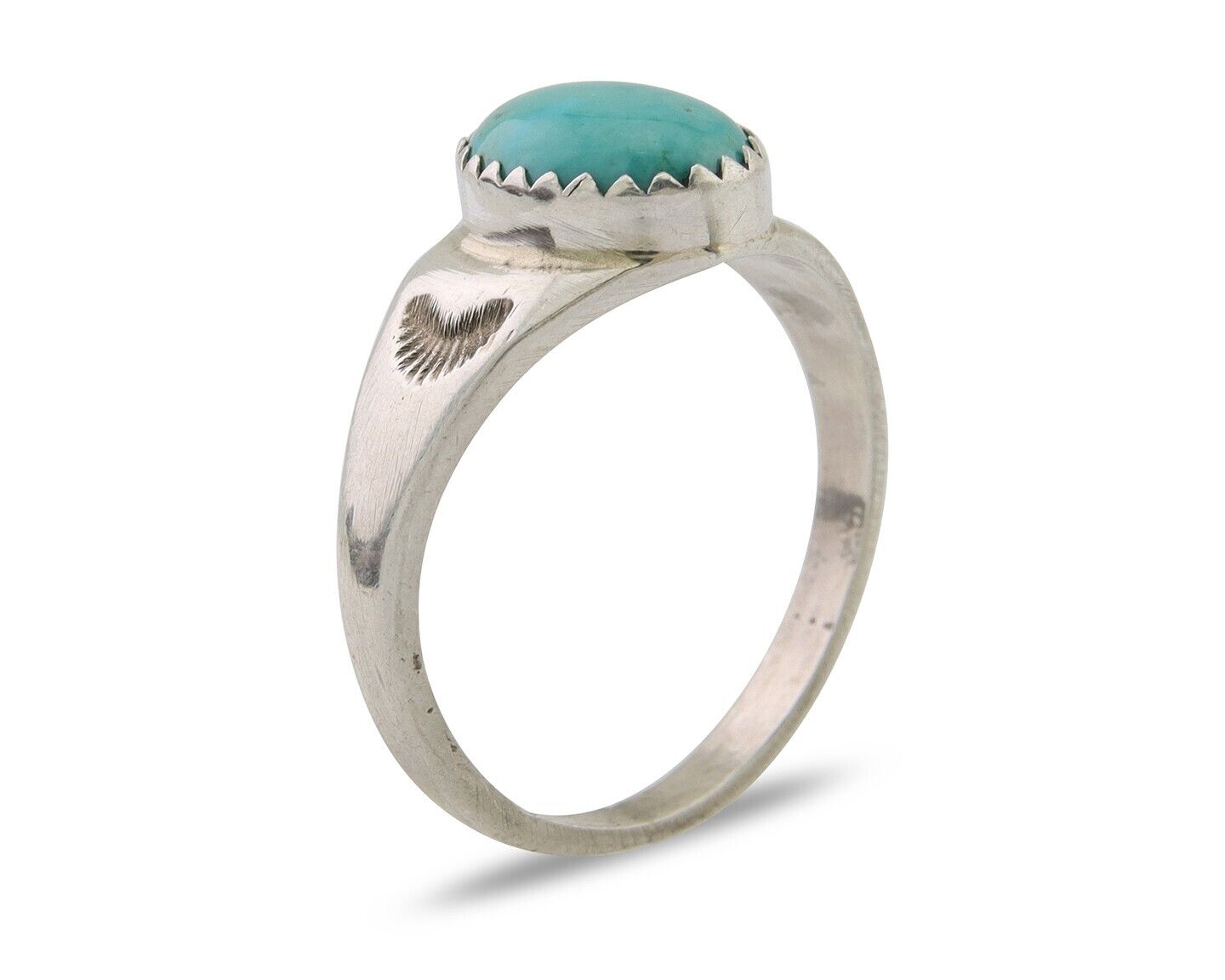 Navajo Ring 925 Silver Natural Blue Turquoise Native American Artist C.80's