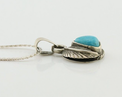 Navajo Necklace 925 Silver Blue Turquoise Artist Signed Sun Rise C.80's