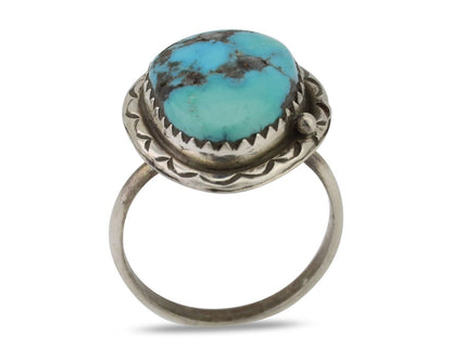 Navajo Ring 925 Silver Natural Turquoise Native American Artist C.80's