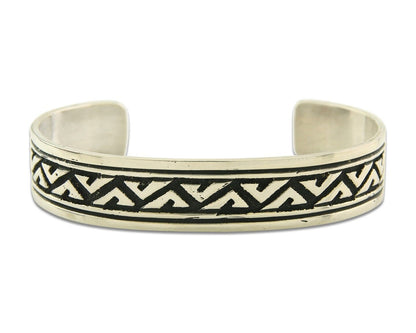 Navajo Bracelet 925 Silver Artist Signed Thomas Singer Cuff Made in the 1980's