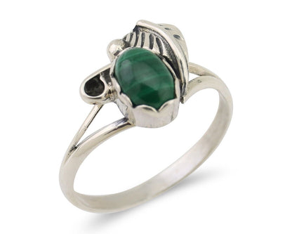 Navajo Handmade Ring 925 Silver Malachite Native Artist Size 6.75 C.80's