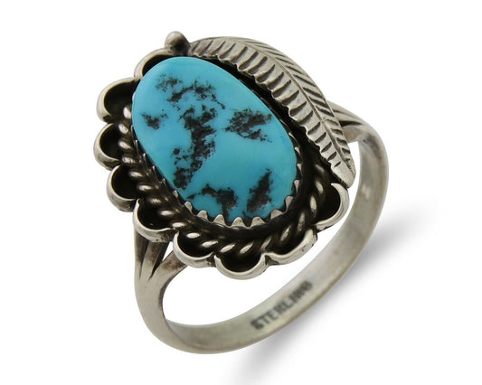 Navajo Ring 925 Silver Natural Blue Turquoise Native American Artist C.80's