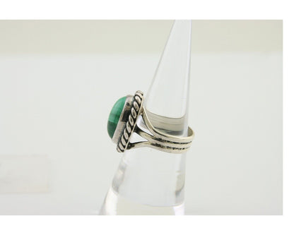 Navajo Ring 925 Silver Natural Malachite Native American Artist C.80's