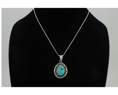 Navajo Necklace .925 Silver Kingman Turquoise Signed C Montoya C.80's