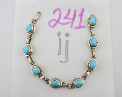 Navajo Bracelet 925 Silver Natural Blue Turquoise Native American Artist C.80's