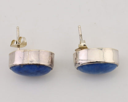 Navajo Dangle Earrings 925 Silver Denim Lapis Native American Artist C.80's