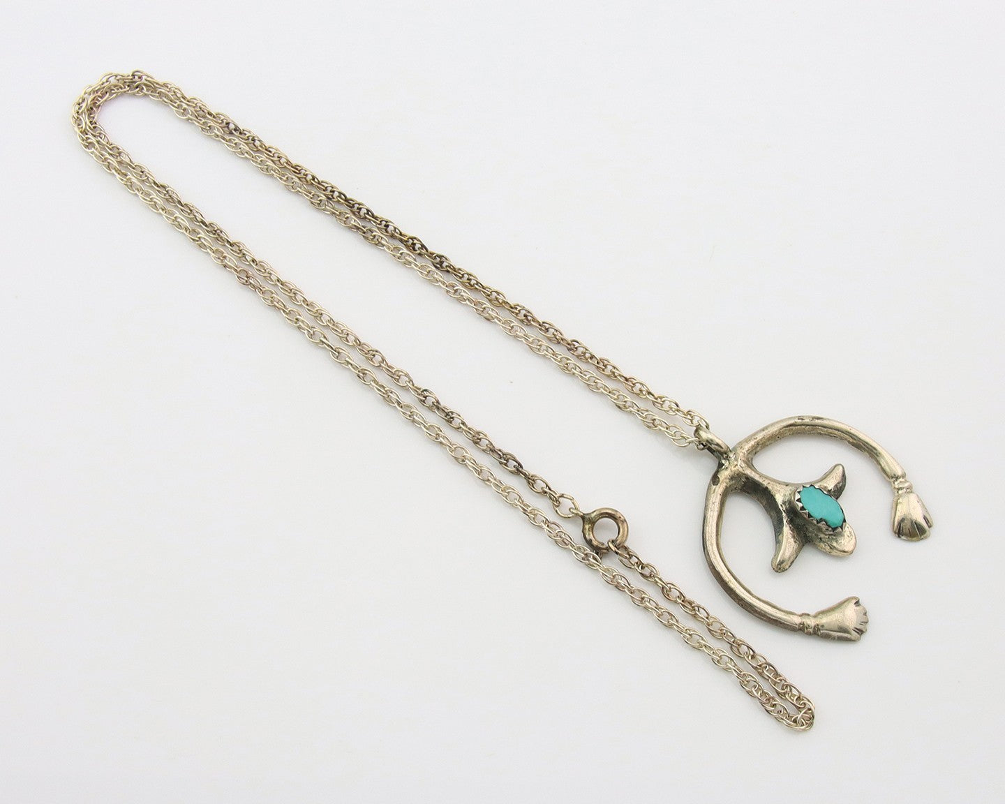 Navajo Naja Necklace Sterling Silver Authentic Natural Turquoise Vintage