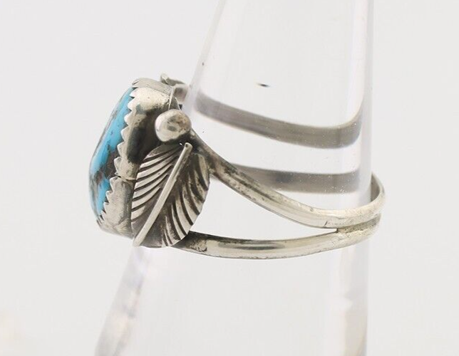 Navajo Ring 925 Silver Morenci Turquoise Native American Artist C.80's